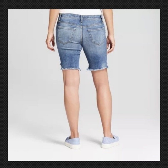 Maternity Inset Panel Bermuda Jean Shorts  #59-42 - Picture 2 of 2